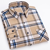 economico Camicie eleganti da uomo-Per uomo Camicia Camicie A quadri Ufficio e carriera Ricevimento di matrimonio Nero Rosso scuro Rosso Blu Manica lunga Bavero Primavera &amp; Autunno Abbigliamento Tasca frontale