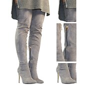 voordelige Mode laarzen-Dames Laarzen Stilettohakken Hak Laarzen Feest Dagelijks Effen Kleur Over de knie laarzen Dij hoge laarzen Hoge Hak Naaldhak Gepuntte Teen Elegant Sexy Klassiek Imitatiesuède PU Rits Amandel Zwart
