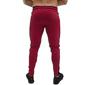 cheap Men&#039;s Active Pants-Men&#039;s Trousers Track Pants Jogging Pants Outdoor Athleisure Daily Sports Soft Comfortable Pocket Drawstring Elastic Waist Color Block Full Length Fashion Casual Activewear Wine Red Black Micro-elastic