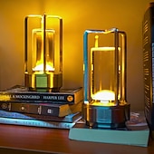 economico Lampade da tavolo-Lampada da tavolo a led senza fili Lampada da scrivania in metallo da bar retrò Ricaricabile Touch Dimmer Luce notturna Ristorante Camera da letto Arredamento per la casa all&#039;aperto
