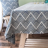 cheap Tablecloth-Nordic Style Thickened Cotton Linen Dining TableCloth, Anti Scalding and Anti Slip Tea TableCloth, Rectangular Desk Mat, TV Cabinet Decorative Cloth