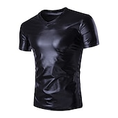 abordables Hauts-Rétro Vintage Années 1980 Couleur métalique brillante T-shirt Disco Couleur Unie Col rond Déguisement Homme Carnaval Performance Club Défilé de la Fierté Adulte T-shirt Été