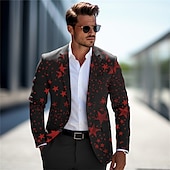 cheap Men&#039;s Printed Blazers-Men&#039;s Stars Long Sleeve Turndown Business Work Wear to work Going out Buttons Print Multi Pocket