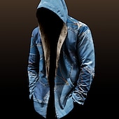 economico giacca in pile da uomo-Per uomo Color Block A quadri Cappotto invernale Giacca in pile Cappotto Tenere al caldo Vintage Da tutti i giorni Per uscire Tasche Stampa Autunno inverno Con cappuccio Manica lunga Nero Vino Rosso