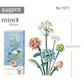 olcso Építőjátékok-nőnapi ajándékok 680 db mini tégla virágcsokor építőkészletek kreatív barkácsolás aranyos mini részecskék virágblokk építés romantikus ajándék lányoknak ajándék fiúknak és lányoknak anyák napi