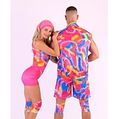 cheap Couple &amp; Group Costumes-Couples Movie Rollerblade Outfits Doll Suits Jumpsuit Hot Pink Men's Women's Couple's Cosplay Costume Halloween Carnival Masquerade