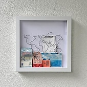 economico Statue-scatola archivio avventure, scatola delle ombre da viaggio con fessura, scatole dei ricordi per ricordi, cornice della scatola delle ombre, porta biglietti con mappa del mondo e design dell&#039;aereo, biglietto per il concerto del cinema fotografico