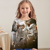 levne 3D zvířata dívky-Dívčí 3D Kůň Košilky Košile Dlouhý rukáv 3D tisk Jaro Podzim Aktivní Módní Roztomilý Polyester Děti 3-12 let Tričkový Venkovní Ležérní Denní Běžný