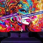 Χαμηλού Κόστους Μαύρισμα ταπετσαρία-blacklight ταπετσαρία uv αντιδραστική λάμψη στο σκοτεινό τριππί γυναίκα ομιχλώδης λάμψη πάρτι καρναβαλιού κρεμαστή ταπισερί τοίχου τοιχογραφία για κρεβατοκάμαρα σαλονιού