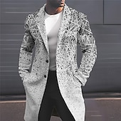 billiga lättviktsrock för män-Herr Geometri Vinterkappa Rock Kappa Håller värmen Andningsfunktion Bekväm Mode Streetwear Affär Arbete Klä till Jobbet Utekväll Ficka Mönster Höst vinter Nedvikt Långärmad Gul Rodnande Rosa Blå