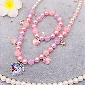 abordables Accesorios usables-Conjunto de pulsera y collar de perlas para niños, collar de unicornio, accesorios para niñas y bebés, collar para niños
