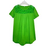 olcso Egyszerű póló-Ing Csipke ing Blúz Fehér csipke ing Női Fekete Fehér Arcpír rózsaszín Tömör szín Csipke Utca Napi Divat Kerek S