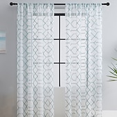 abordables Voilages-Rideau semi-transparent blanc brodé de feuilles, ensemble de rideaux à passe-tringle, panneau de fenêtre, drapé pour chambre de fille/chambre d&#039;enfant/crèche/salon 1 panneau