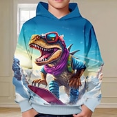 cheap Boy&#039;s 3D Animals-Boys 3D Dinosaur Hoodie Pullover Long Sleeve 3D Print Spring Fall Fashion Streetwear Cool Polyester Kids 3-12 Years Hooded Outdoor Casual Daily Regular Fit