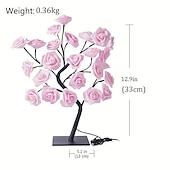 cheap Decorative Lights-Valentine&#039;s Day Rose Flower Tree Lamp 24 Heads Rose Table Light USB Plug Lamp For Wedding Party Decoration Night Lights