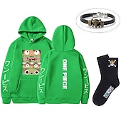baratos T-shirts e moletons gráficos-conjunto com luffy zoro moletom oversized pu pulseira meias 3 peças roupas macaquinho de uma peça d. Luffy anime estampas gráficas impressão estilo harajuku para homens mulheres adultos unissex