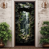 Недорогие Дверные чехлы-водопад пещера дверные покрытия фреска декор дверной гобелен дверной занавес украшение фон дверной баннер съемный для входной двери в помещении и на открытом воздухе украшение дома комнаты декор