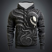 cheap Men&#039;s 3D Hoodies-Men&#039;s Graphic Monster Hoodie Hoodies Sweatshirt Hoodie Long Sleeve Hooded Sweatshirt Hooded Fashion 3D Print Sports Outdoor Holiday Vacation Black Grey Black Print Front Pocket Spring &amp;  Fall Designer