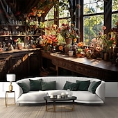 Недорогие пейзаж гобелен-цветы на окне настенный гобелен настенное искусство большой гобелен фреска декор фотография фон одеяло занавеска для дома спальня гостиная украшения