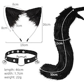 billige Bærbare tilbehør-håndlaget imitasjon katt øre hår bøyle reve hale tilbehør anime dyr øre dyr hale dress krage hår klips