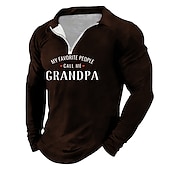 abordables Polo con texto divertido para hombre-Camisetas de papá. Frases y citas. Camisetas de hombre impresión casual polo con cremallera uso diario vacaciones fin de semana poliéster tafetán de manga larga polos con cuello. Negro azul primavera