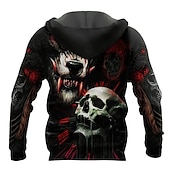 voordelige Trui-hoodies voor heren-Voor heren Doodskoppen Grafische prints Trui met capuchon Hoodies Sweatshirt Trui met capuchon Lange mouw Sweatshirt met capuchon Capuchon Streetwear 3D-afdrukken Dagelijks Sport 1 2 Afdrukken Lente