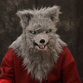 tanie Maski-karnawałowa maska do włosów z lisa, usta można otworzyć, bar tiktok halloweenowy stół rekwizyty na występy