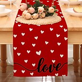 cheap Table Runners-Valentines Day Table Runner Holiday Table Runner Seasonal Farmhouse Burlap Table Cloth for Wedding Anniversary Home Kitchen Dinner Table Party Decor
