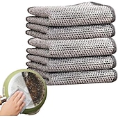 economico Pulizia cucina-Panno per lavare i piatti in filo di acciaio da 3 pezzi, panno per la pulizia della cucina, olio antiaderente, asciugamano pulito, stracci per la pulizia della casa
