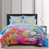 economico Set copripiumino-set copripiumino con motivo floreale dipinto a olio set consolatore morbido set di biancheria da letto in cotone di lusso in 3 pezzi decorazioni per la casa regalo di biancheria da letto crepuscolare