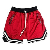 cheap Mens Active Shorts-Men&#039;s Basketball Shorts Gym Shorts Sport Basketball Running Casual Drawstring Elastic Waist Color Block Knee Length Gymnatics Activewear Black White Micro-elastic