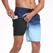 billiga simshorts för män-Herr Boardshorts Badkläder Badshorts Strand Simbassäng Andningsfunktion Snabb tork Löpning Fritid Snörning Elastisk midja Foder Lutning Knelängd Gymnastik Sportkläder Rodnande Rosa Blå Microelastisk