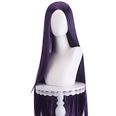 abordables Perruques d&amp;#39;anime-perruque synthétique droite partie médiane perruque faite à la machine longue a1 a2 a3 a4 a5 cheveux synthétiques femmes cosplay doux fête rose rouge noir perruques de carnaval