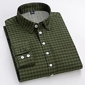 preiswerte Button-Down-Hemden für Herren-Herren Kleidhemd Kariertes Hemd Kragenhemd Karo Hochzeit Urlaub Gelb Rote Blau Grün Langarm Umlegekragen Frühling &amp; Herbst Bekleidung Button-Down