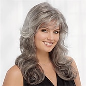 abordables perruque plus âgée-Perruque Synthétique Bouclé Avec Frange Fabriqué à la machine Perruque Blond Longue A1 A2 A4 Cheveux Synthétiques Femme Doux Mode Facile à transporter Blond Marron Argent