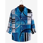 preiswerte Vintage Hemd-Herren Blumen Hemd Knopfhemd Langarm Vintage Abstrakt Alltagskleidung Ausgehen Wochenende Herbst Winter Umlegekragen Druck Button-Down Schwarz Blau Grün