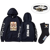 baratos T-shirts e moletons gráficos-conjunto com luffy zoro moletom oversized pu pulseira meias 3 peças roupas macaquinho de uma peça d. Luffy anime estampas gráficas impressão estilo harajuku para homens mulheres adultos unissex