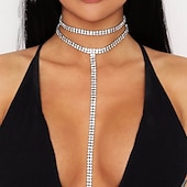 voordelige Accessoires en meer-Choker ketting Lichaamsketting Цепочка для тела Elegant en luxueus Glitter Sexy Strass Legering Voor Schijf Cosplay Carnaval Dames Kostuum juwelen Mode-sieraden