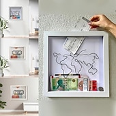 economico Statue-scatola archivio avventure, scatola delle ombre da viaggio con fessura, scatole dei ricordi per ricordi, cornice della scatola delle ombre, porta biglietti con mappa del mondo e design dell&#039;aereo, biglietto per il concerto del cinema fotografico