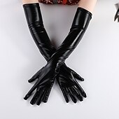 abordables Articles de fête-Gants en cuir verni sexy cosplay gants serrés et allongés avec revêtement en cuir brillant gants de performance de danse en tube d&#039;acier ds