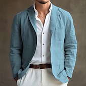 cheap Men&#039;s Blazers-Men&#039;s Graduation Blazer Formal Evening Wedding Party Party &amp; Evening Pocket Fashion Casual Spring &amp;  Fall Polyester Plain Pocket Casual / Daily Single Breasted Blazer Black White Blue khaki