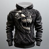 cheap Men&#039;s 3D Hoodies-Men&#039;s Graphic Monster Hoodie Hoodies Sweatshirt Hoodie Long Sleeve Hooded Sweatshirt Hooded Fashion 3D Print Sports Outdoor Holiday Vacation Black Grey Black Print Front Pocket Spring &amp;  Fall Designer