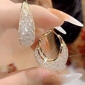 preiswerte Ohrringe-Damen Ohrstecker Tropfen-Ohrringe Kreolen Retro Tropfen Elegant Vintage Stilvoll Einfach Luxus Ohrringe Schmuck Gold Für Party Strasse Täglich Festtage Festival 1 Paar