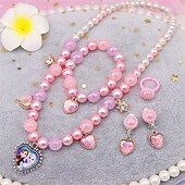 abordables Accesorios usables-Conjunto de pulsera y collar de perlas para niños, collar de unicornio, accesorios para niñas y bebés, collar para niños