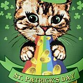 billiga Pojkens 3D-djur-St Patrick Pojkar 3D Katt Fyrklöver Tröja Pullover Långärmad 3D-tryck Vår Höst Mode Streetwear Häftig Polyester Barn 3-12 år Rund hals Utomhus Ledigt Dagligen Normal