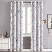 baratos Cortinas &amp; Cortinados-Cortina blackout com estampa de folhas, 1 painel com isolamento térmico e escurecimento para quarto e sala de estar