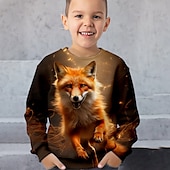 levne 3D zvířata pro chlapce-Chlapecké 3D Liška Mikina Pullover Dlouhý rukáv 3D tisk Jaro Podzim Módní Šik ven Chladný Polyester Děti 3-12 let Tričkový Venkovní Ležérní Denní Běžný