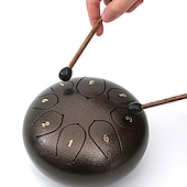 cheap Statues-Alloy Steel Tongue Drum 6 Inch 8 Notes Hand Drums with Bag Sticks Music Book, Sound Healing Instruments for Musical Education Entertainment Meditation Yoga Zen Gifts