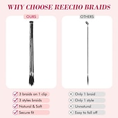 cheap Crochet Hair-Clip in Braids Hair Extensions REECHO 6 PCS Clip in Hair Extensions Baby Braids Braids for Summer and Party 22 Long Natural Soft Synthetic Hairpieces