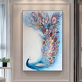preiswerte Tiergemälde-Mintura handgefertigte abstrakte Tier-Pfau-Ölgemälde auf Leinwand, Wandkunst, Dekoration, modernes Bild für Heimdekoration, gerolltes, rahmenloses, ungedehntes Gemälde